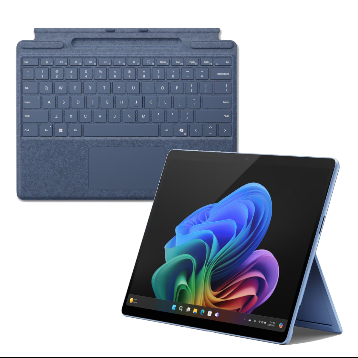 Thumbnail - Microsoft Surface Pro OLED Copilot+ PC - 16GB - 1TB - X Elite inkl. Pro Keyboard mit Stiftaufbewahrung, saphirblau