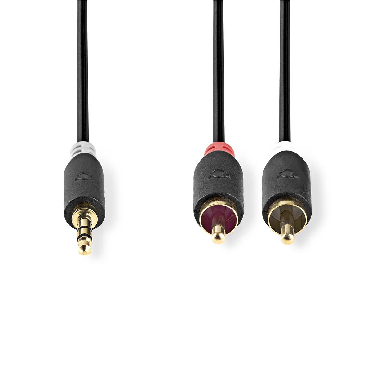 Nedis Stereo-Audiokabel | 3.5 mm Stecker | 2x RCA Stecker Vergoldet | 2.00 m | rund | Anthrazit | Verpackung mit Sichtfenster