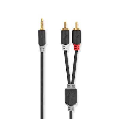 Nedis Stereo-Audiokabel | 3.5 mm Stecker | 2x RCA Stecker Vergoldet | 2.00 m | rund | Anthrazit | Verpackung mit Sichtfe...