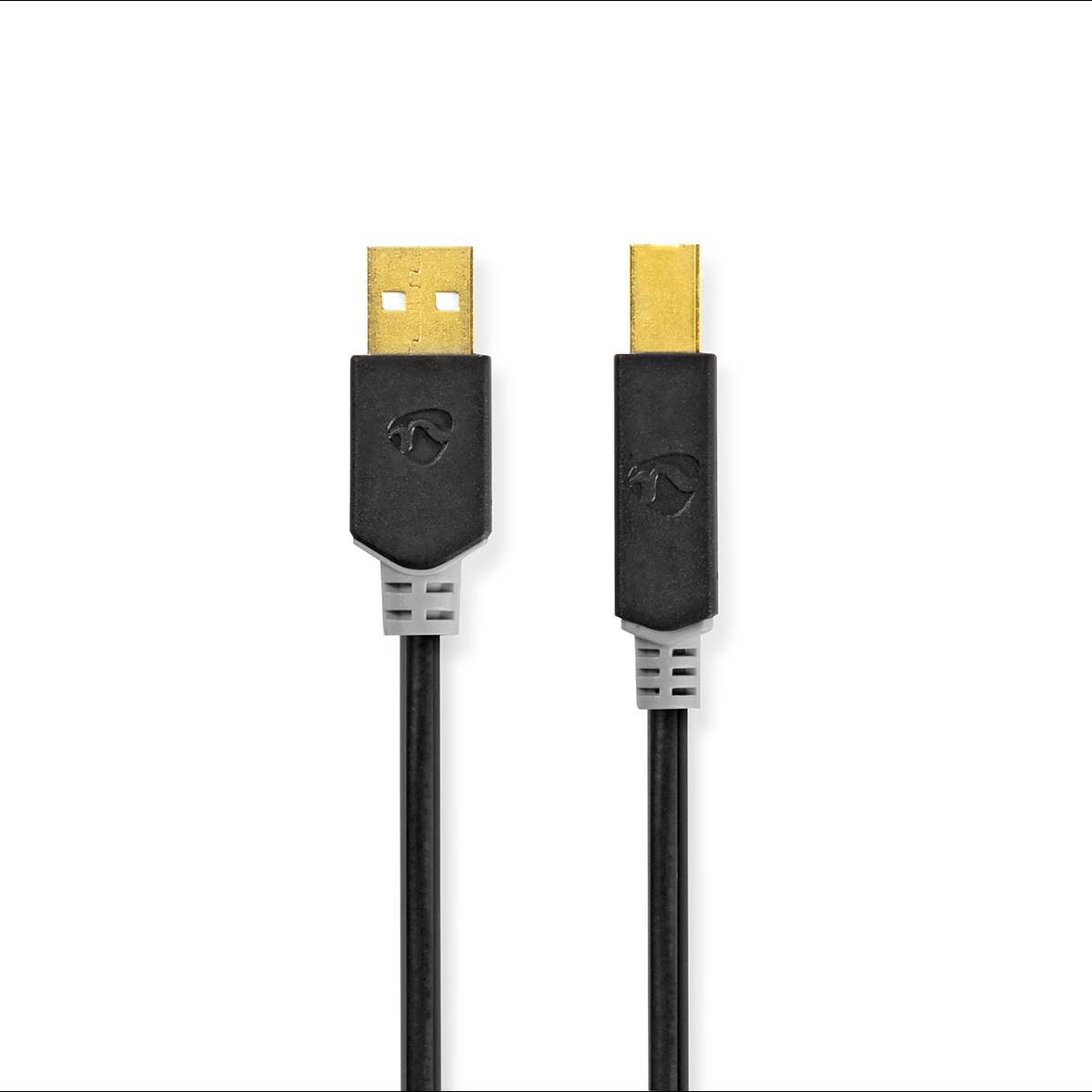 Nedis USB-Kabel | USB 2.0 | USB-A Stecker | USB-B Stecker | 480 Mbps | Vergoldet | 3.00 m | rund | PVC | Anthrazit | Ver...