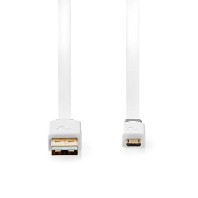 Nedis USB-Kabel | USB 2.0 | USB-A Stecker | USB Micro-B Stecker | 480 Mbps | Vergoldet | 1.00 m | flach | PVC | Weiss | ...