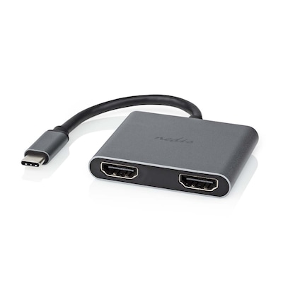 Nedis USB-C™ Adapter USB 3.2 Gen 1 | USB-C™ Stecker | 2x HDMI™ | | 4K@30Hz | 0.10 m | Rund | Vernickelt | PVC | Schwarz ...