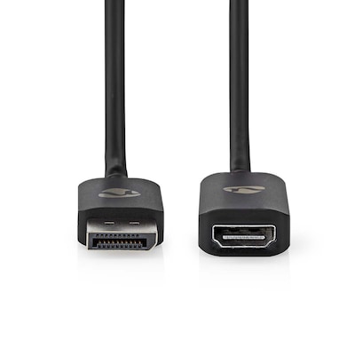 Nedis 0,2 m Displayport-Stecker- HDMi Ausgang, 8K@30Hz | Vernickelt | Gerade | 0.20 m | Rund | TPE | PVC | Schwarz | Ums...