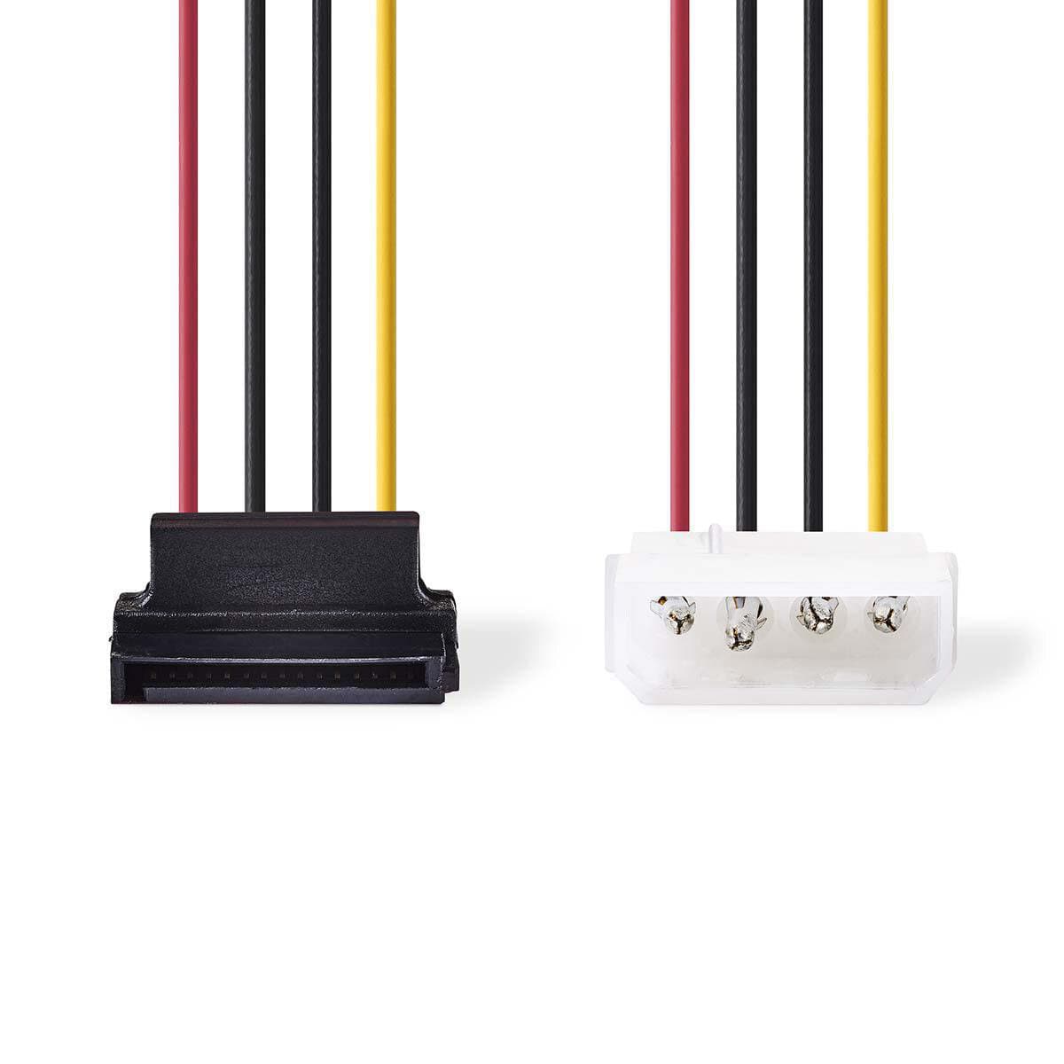 Nedis Interne Stromkabel | Molex Stecker | SATA 15-Pin-Buchse | Vergoldet | 0.15 m | rund | PVC | Mehrfarbig | Umschlag
