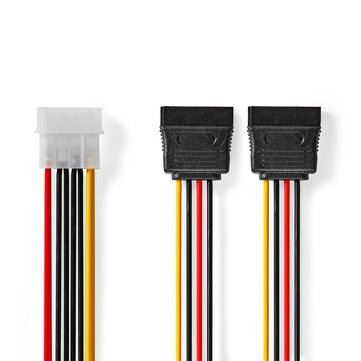 Nedis Interne Stromkabel | Molex Stecker | 2x SATA 15-Pin-Buchse | Vergoldet | 0.15 m | rund | PVC | Mehrfarbig | Umschlag Kabel Produkt Bild 3