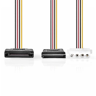 Nedis Interne Stromkabel | SATA 15-Pin Stecker | Molex Buchse / SATA 15-Pin-Buchse | Vergoldet | 0.20 m | rund | PVC | M...