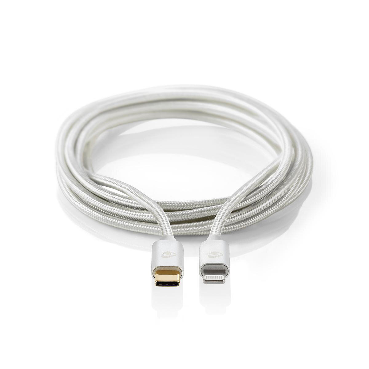 Nedis USB-Kabel | USB 2.0 | Apple Lightning 8-Pin | USB-C™ Stecker | 480 Mbps | Vergoldet | 2.00 m | rund | Geflochten / Nylon | Aluminium | Verpackun