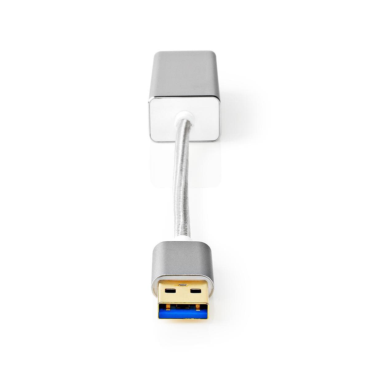 Nedis USB-Adapter | USB 3.2 Gen 1 | USB-A Stecker | RJ45 Buchse 1 Gbps | 0.20 m | rund | Vergoldet | Geflochten / Nylon ...