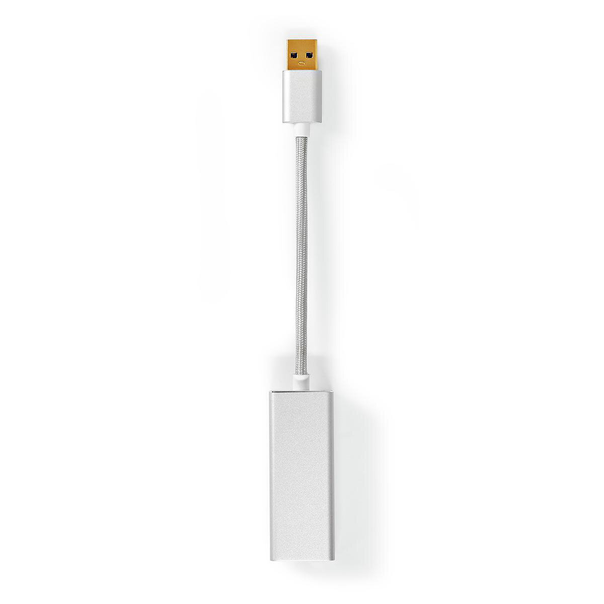 Nedis USB-Adapter | USB 3.2 Gen 1 | USB-A Stecker | RJ45 Buchse 1 Gbps | 0.20 m | rund | Vergoldet | Geflochten / Nylon | Silber | Verpackung mit Sich Kabel Produkt Bild 3