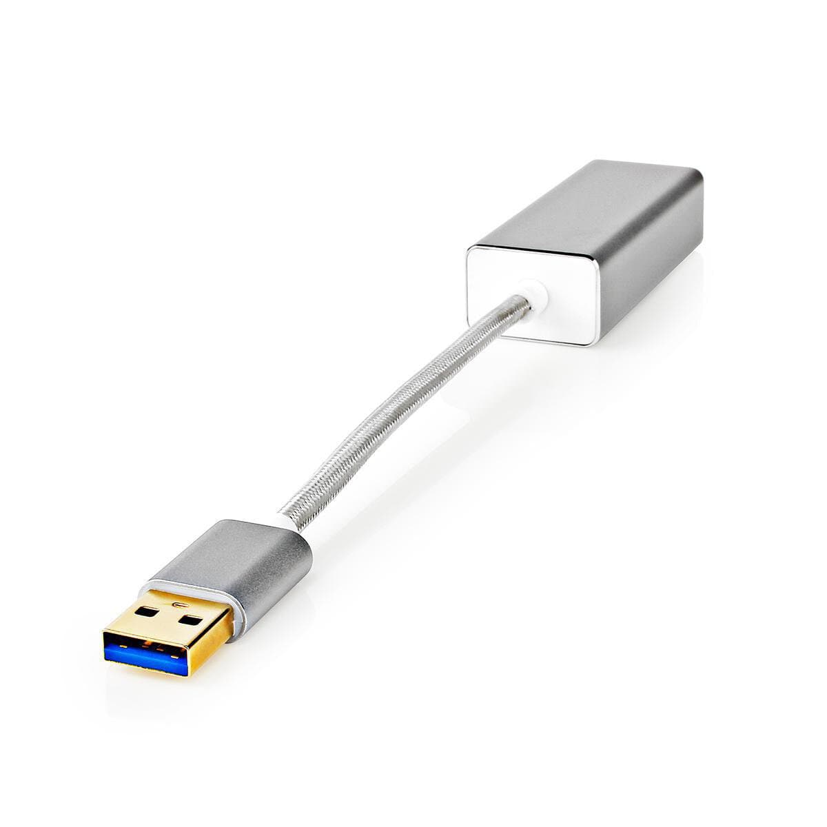 Nedis USB-Adapter | USB 3.2 Gen 1 | USB-A Stecker | RJ45 Buchse 1 Gbps | 0.20 m | rund | Vergoldet | Geflochten / Nylon | Silber | Verpackung mit Sich Kabel Produkt Bild 4