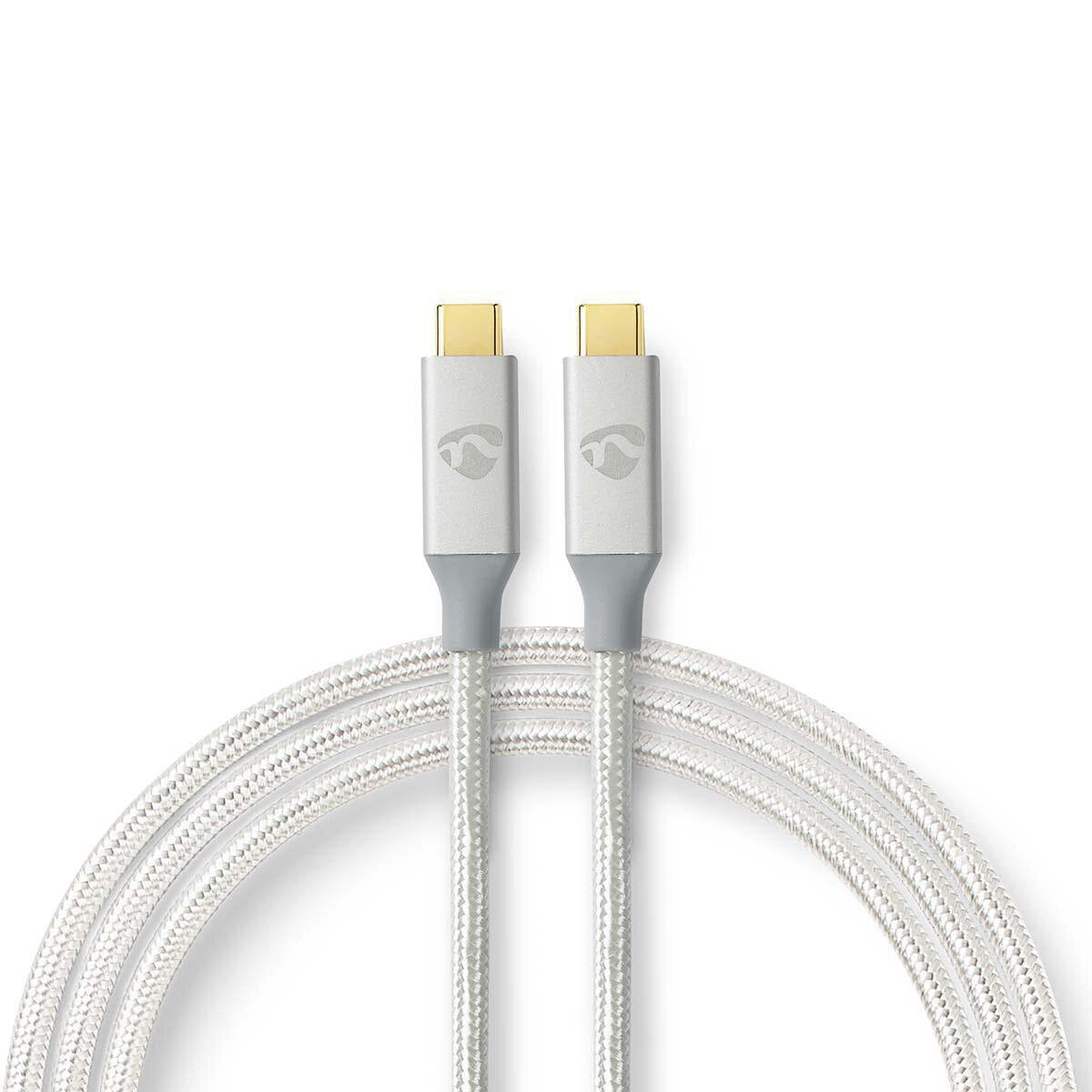 Nedis USB-Kabel | USB 3.2 Gen 2x2 | USB-C™ Stecker | 20 Gbps | Vergoldet | 1.00 m | rund | Geflochten / Nylon | Silber |...