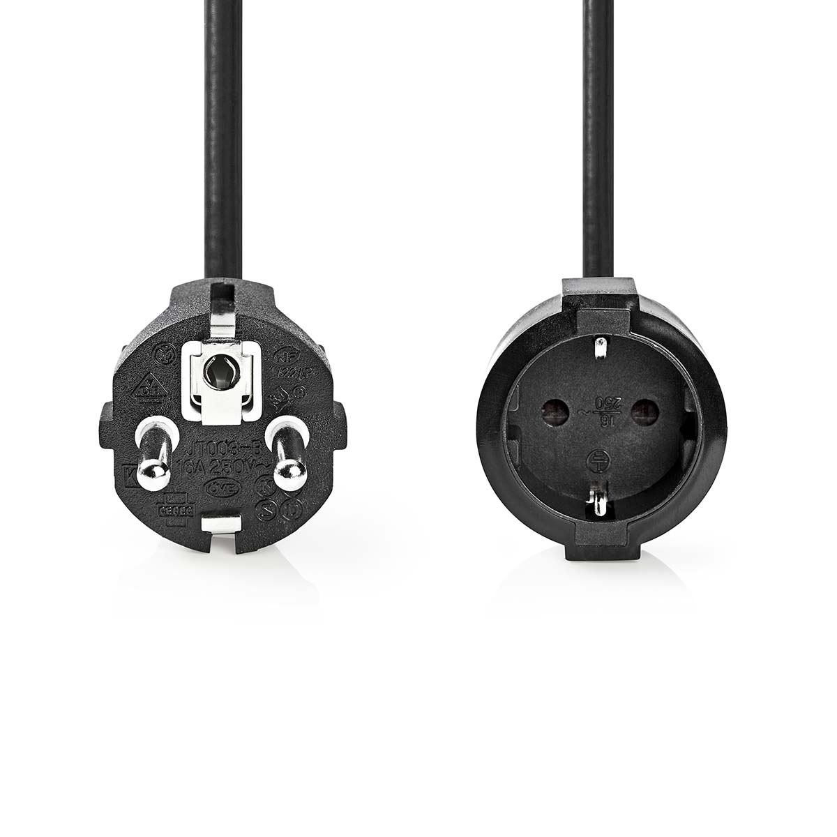 Nedis Stromkabel | Schutzkontaktstecker | Schutzkontaktsbuchse Gerade | Gerade | Vernickelt | 5.00 m | Rund | PVC | Schw...