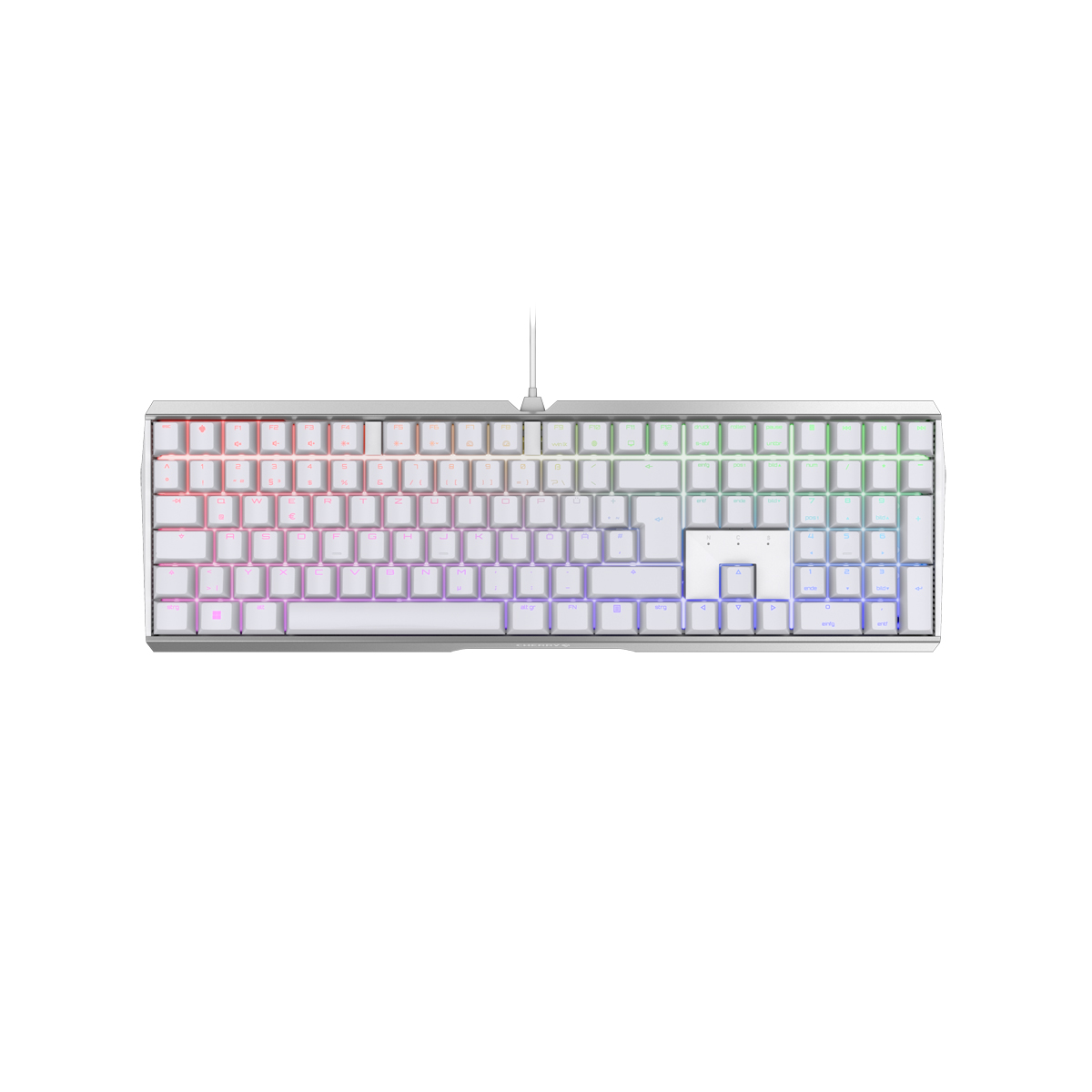 CHERRY MX 3.0S RGB, CHERRY MX-Red-Switches - weiß, mechanische Gamingtastatur, Kabelgebunden, RGB-Beleuchtung, Aluminium...