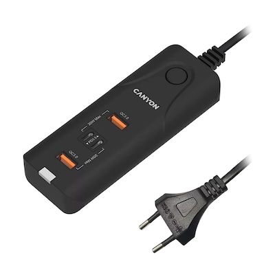 Canyon Power Adapter H-10 PD 20W, QC 3.0, 18W USB-A, USB-C, schwarz (CNE-CHA10B)