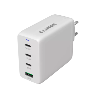 CANYON Charger CU100ACC GaN 100W 3xPD 1xQC EU White
