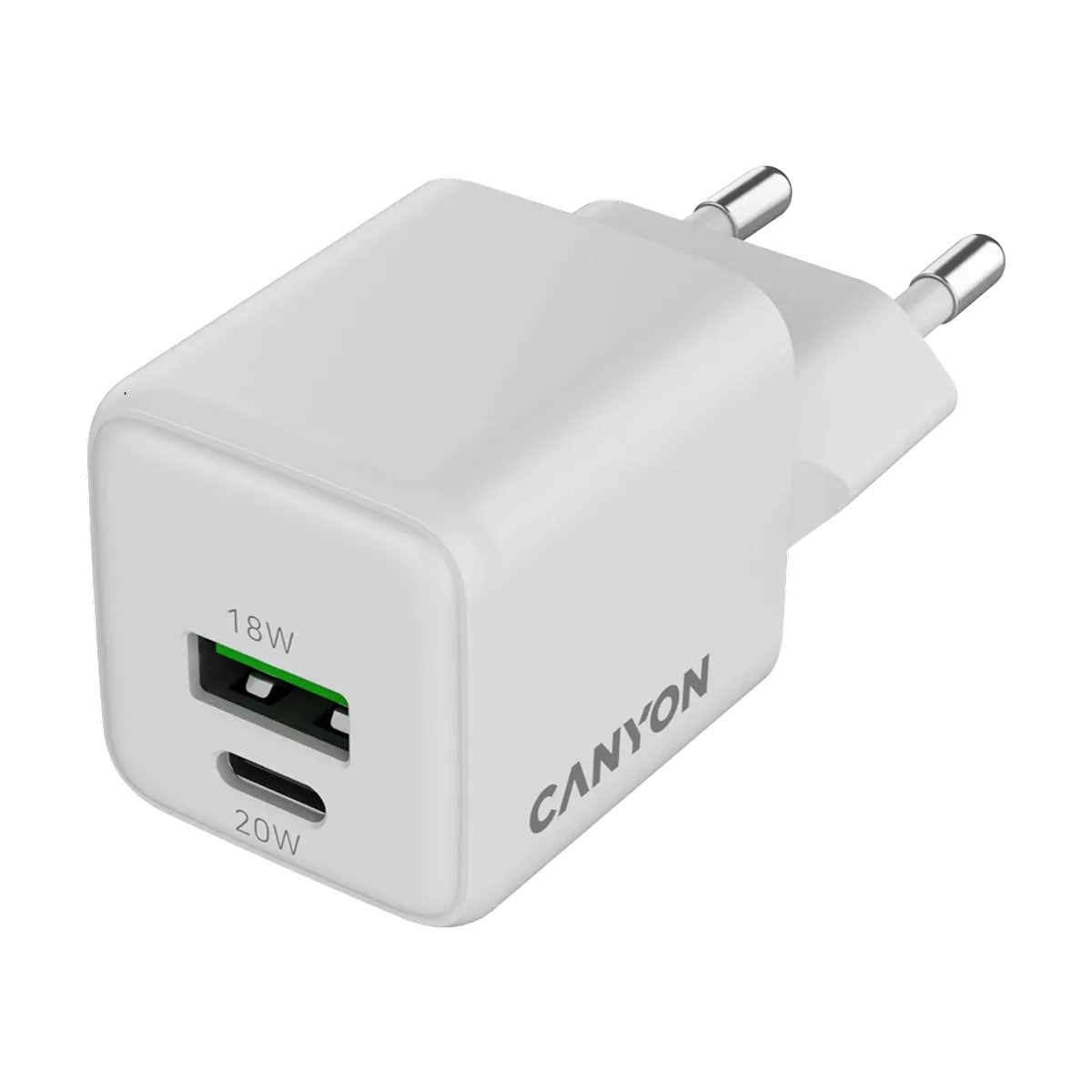 CANYON Charger CU20AC GaN 20W 1xPD 1xQC EU White