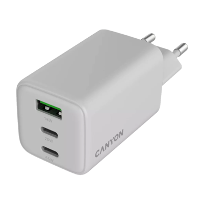 CANYON Charger CU65ACC GaN 65W 2xPD 1xQC EU White