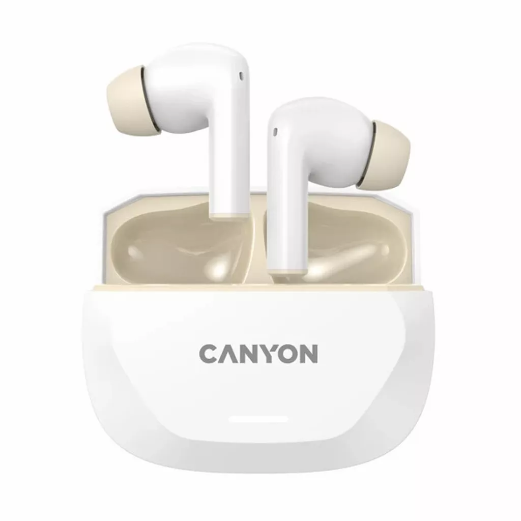 CANYON In-Ear Kopfhörer HEXAGON 7 TWS ANC+ENC, White Beige Bluetooth 5.4, Unterstützung für kabelloses Laden, Aktive Ger...