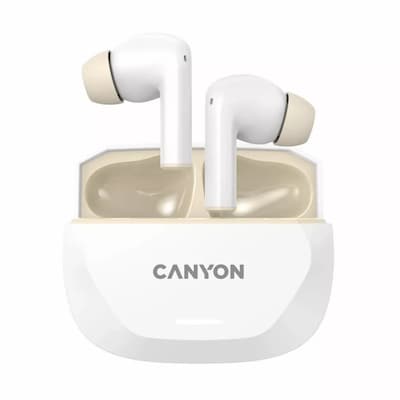 CANYON In-Ear Kopfhörer HEXAGON 7 TWS ANC+ENC, White Beige Bluetooth 5.4, Unterstützung für kabelloses Laden, Aktive Ger...