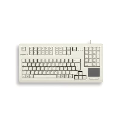 Cherry TouchBoard G80-11900, hellgrau Kompakte Tastatur mit integriertem Touchpad, USB-Anschluss