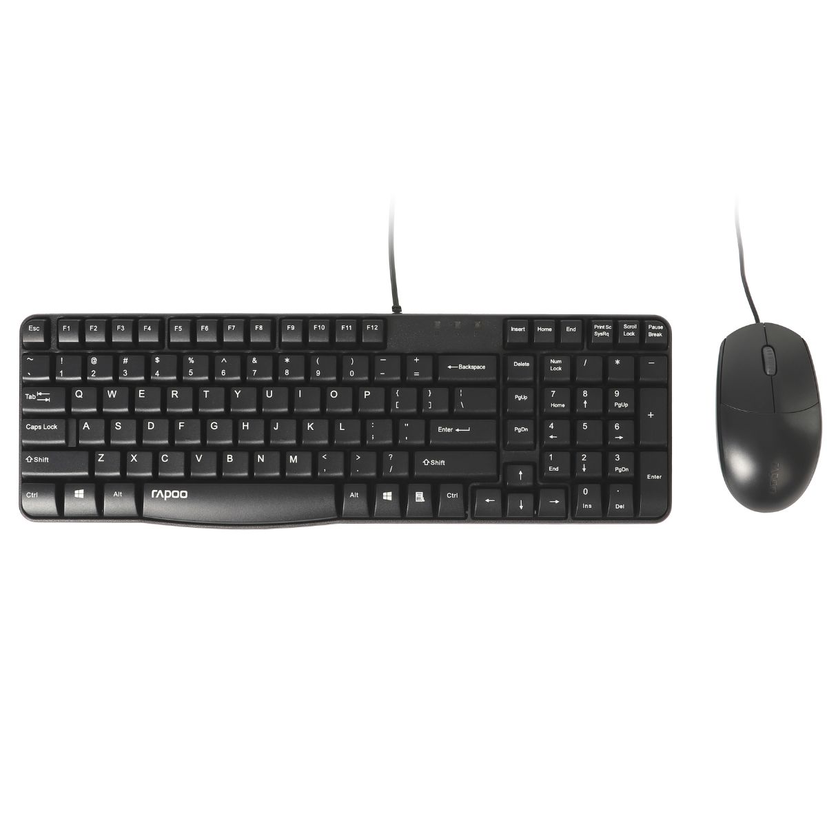 Rapoo Desktopset "NX1820", QWERTZ (deutsch)-Layout Maus mit 1600-dpi-Sensor - Spritzwassergeschützt