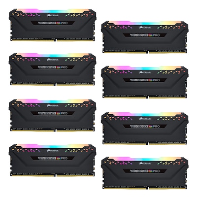Corsair Vengeance RGB Pro Schwarz 64GB Kit (8x8GB) DDR4-2666 CL16 DIMM Arbeitsspeicher