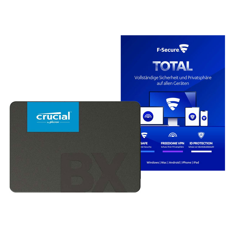 Crucial BX500 2.5 Zoll SATA 2TB SSD inkl. F-Secure Total Interne Solid-State-Drive