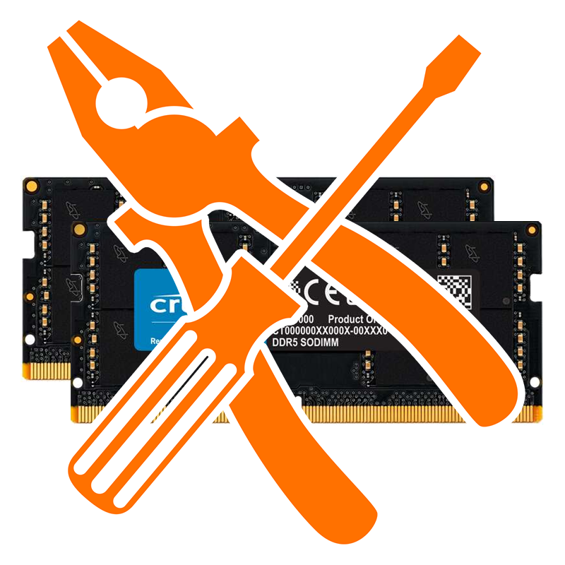 Upgrade auf 64GB mit 2x 32GB Crucial DDR5-4800 CL46 SO-DIMM inkl. Einbau in das bestellte Notebook