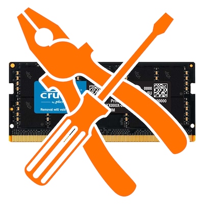 Upgrade auf 32GB mit 1x 16GB Crucial DDR5-4800 CL40 SO-DIMM inkl. Einbau in das bestellte Notebook