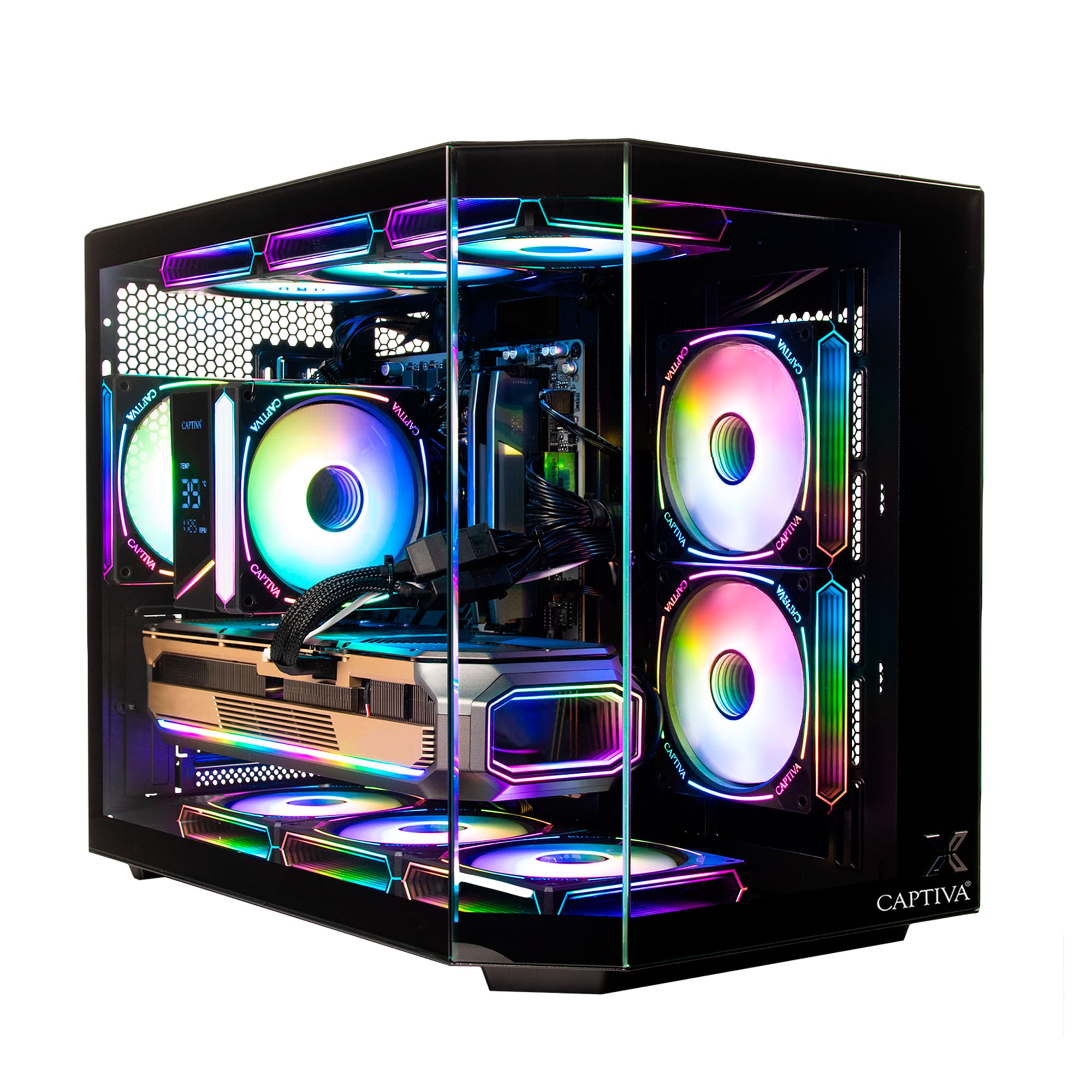 Captiva PC Highend Gaming R10-2576 AMD Ryzen 7 7800X3D, 32GB DDR5 RAM, 1TB M.2, AMD RX 9060 XT (16GB GDDR6), Windows 11 Home
