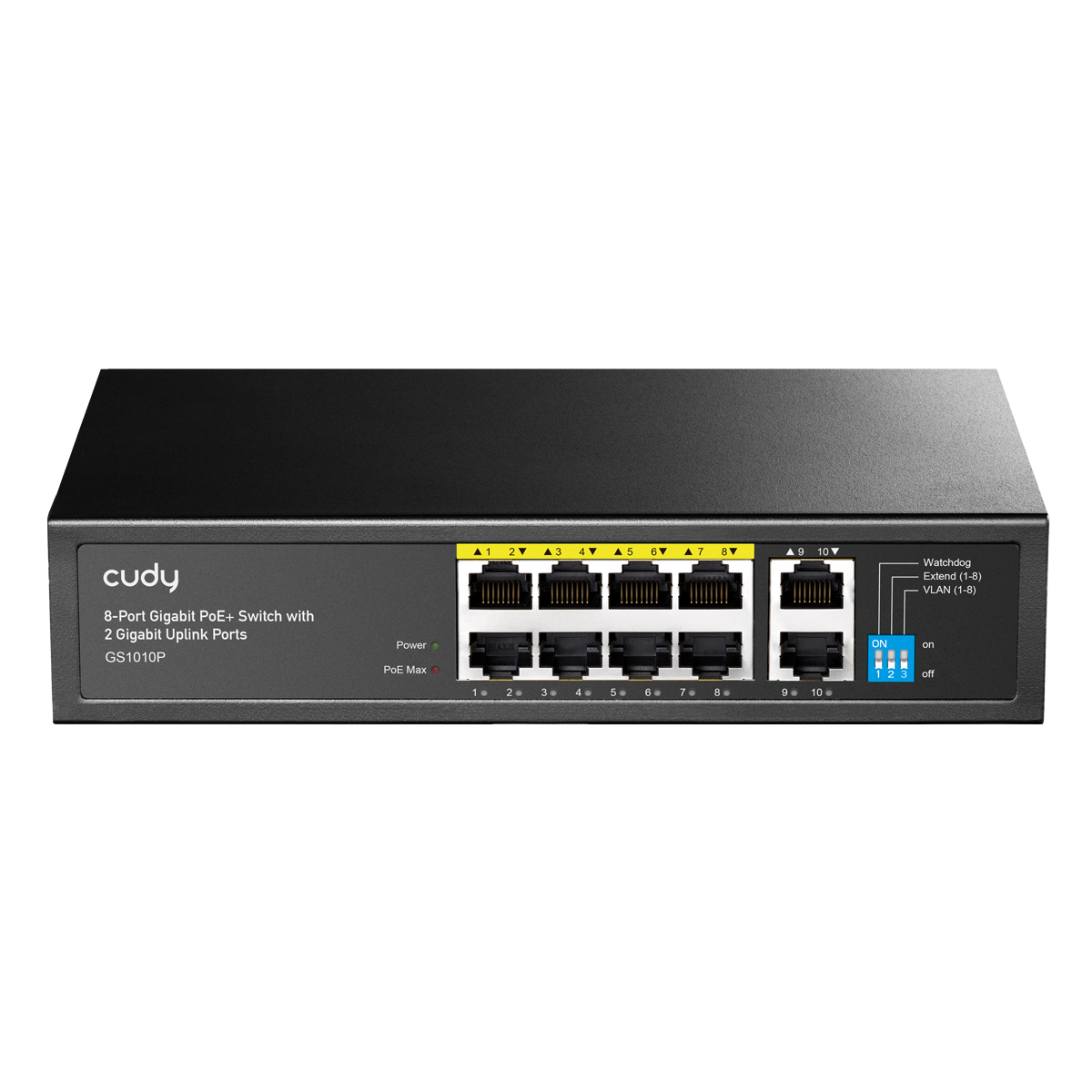 Cudy GS1010P Netzwerk-Switch 10-Port, Unmanaged, 10x Gigabit RJ45, 8x PoE+, 120W