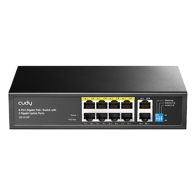 Cudy GS1010P Netzwerk-Switch 10-Port, Unmanaged, 10x Gigabit RJ45, 8x PoE+, 120W