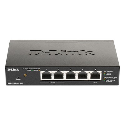 D-Link DGS-1100-05PDV2 Smart Managed Switch 5x Gigabit Ethernet (2x PoE, 8W)