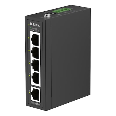 D-Link DIS-100E-05 Unmanaged Switch 5x Fast Ethernet, DIN-Schienenmontage, IP40, Plug-and-Play