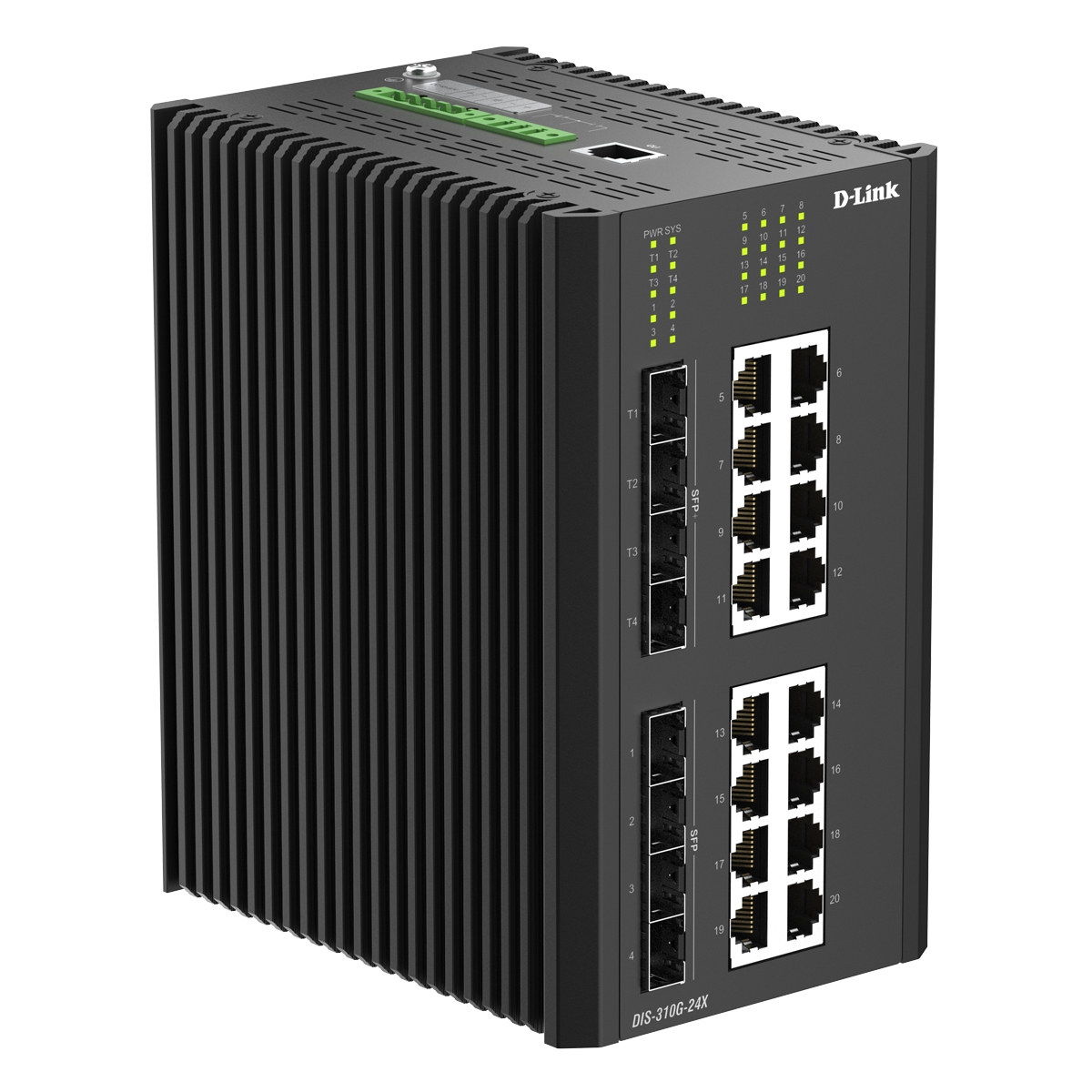 D-Link DIS-310G-24X Managed Switch 16x Gigabit Ethernet, 2x 1G SFP, 2x 10G SFP+, DIN-Schienenmontage, IP40