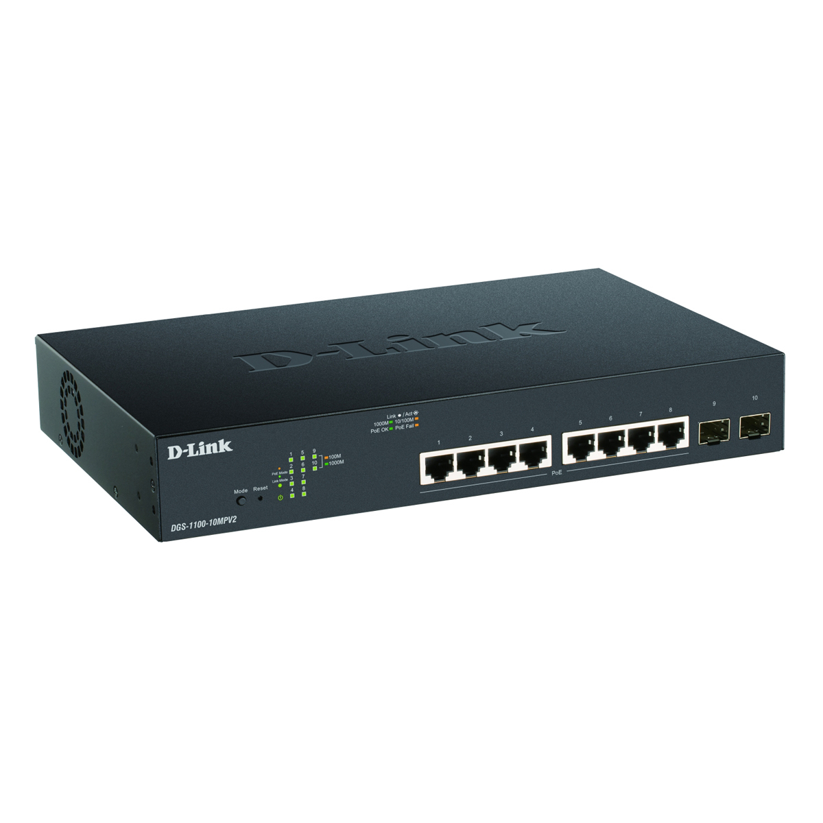 D-Link DGS-1100-10MPV2 Smart Managed Switch [8x Gigabit Ethernet PoE+, 130W, 2x SFP] Netzwerk-Switch Produkt Bild 2