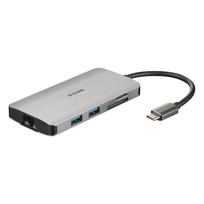 D-Link 8-In-1 USB-C Hub (DUB-M810) [3x USB 3.0, 1x HDMI, 1x USB-Typ C/Thunderbolt 3, 1x Gigabit LAN, Dual-Slot Kartenles...