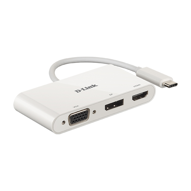 D-Link 3-In-1 USB-C Video Adapter (DUB-V310) [1x HDMI, 1x DisplayPort, 1x VGA]