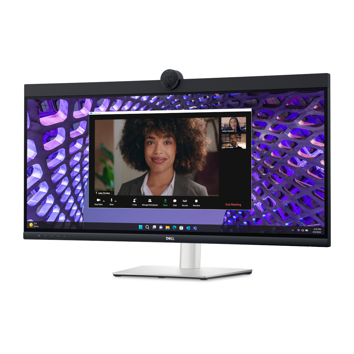 DELL P3424WEB Office Monitor 86.4 cm (34"), IPS, Videokonferenzmonitor, WQHD, 3800R, 21:9