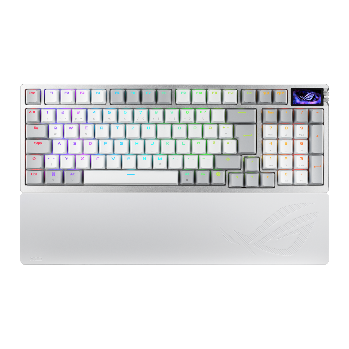 ASUS ROG Strix Azoth 96 HE White Gaming Tastatur - kabellose Gaming Tastatur mit magnetischen Switches und 8K-Polling-Rate