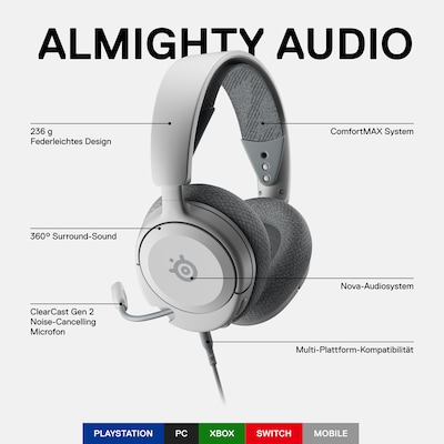 SteelSeries Gaming Headset Arctis Nova 1P, kabelgebunden, weiß