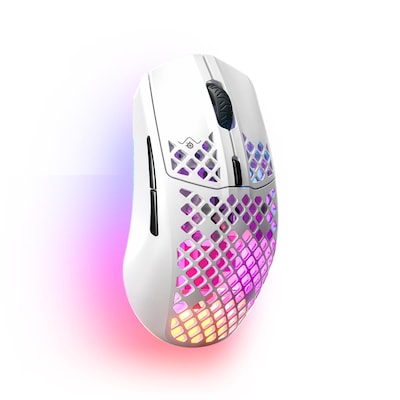 SteelSeries Aerox 3 Snow White Wireless (2022) - Ultraleichte Gaming Maus , kabellos, BT & 2,4Ghz, 18.000 CPI TrueMove Air optischer Sensor, Aquabarri