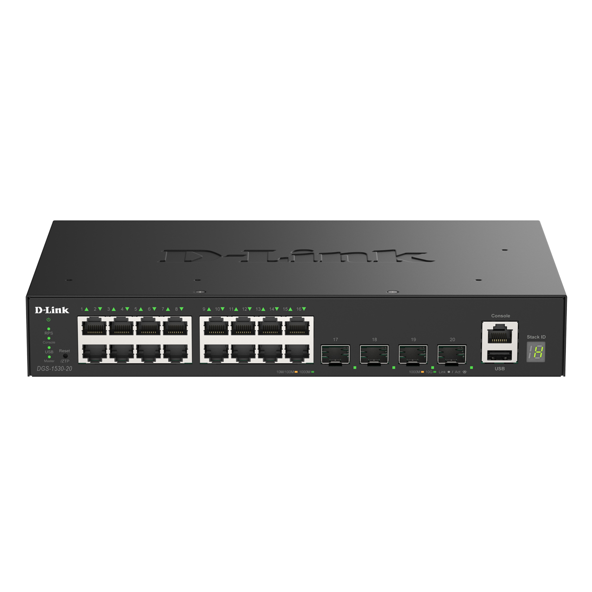 D-Link DGS-1530-20 Smart Managed Switch 16x Gigabit Ethernet, 4x 10G SFP+, 1x USB 2.0, 1x Konsolen-Port