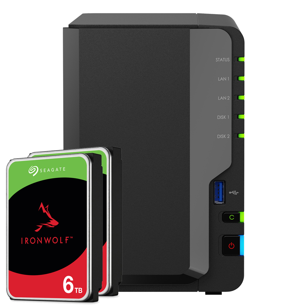 Synology DS225+ 12TB Seagate IronWolf NAS-Bundle NAS inkl. 2x 6TB Seagate IronWolf 3.5 Zoll SATA Festplatte