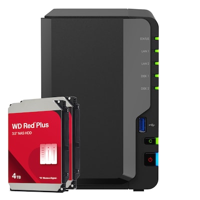 Synology DS225+ 8TB WD Red Plus NAS-Bundle NAS inkl. 2x 4TB WD Red Plus 3.5 Zoll SATA Festplatte