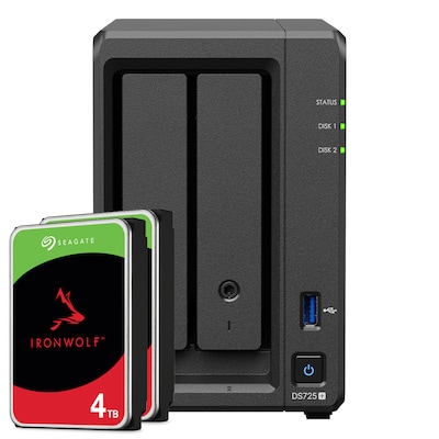 Synology DS725+ 8TB Seagate IronWolf NAS-Bundle NAS inkl. 2x 4TB Seagate IronWolf 3.5 Zoll SATA Festplatte