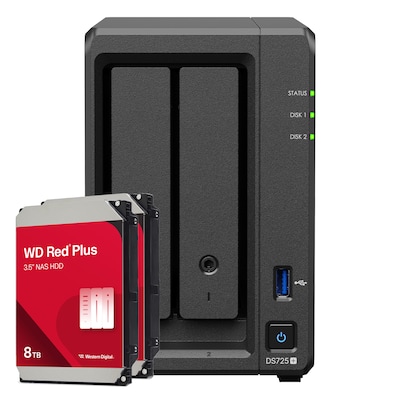 Synology DS725+ 16TB WD Red Plus NAS-Bundle NAS inkl. 2x 8TB WD Red Plus 3.5 Zoll SATA Festplatte