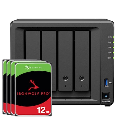 Synology DS925+ 48TB Seagate IronWolf Pro NAS-Bundle NAS inkl. 4x 12TB Seagate IronWolf Pro 3.5 Zoll SATA Festplatte