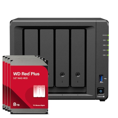 Synology DS925+ 32TB WD Red Plus NAS-Bundle NAS inkl. 4x 8TB WD Red Plus 3.5 Zoll SATA Festplatte