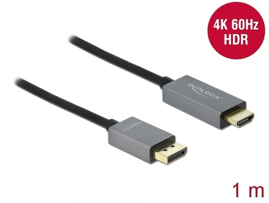 Delock Aktives DisplayPort 1.4 zu HDMI Kabel 4K, 60Hz (HDR), 1m